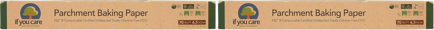 If You Care Parchment Baking Paper, Roll, 70 Sq Ft, Unbleached | Chlorine Free | Greaseproof | Silicone Coated | Pack of 2
