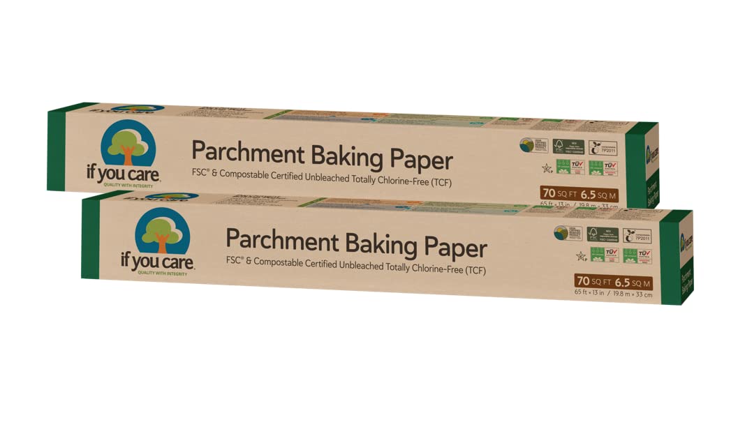 If You Care Parchment Baking Paper, Roll, 70 Sq Ft, Unbleached | Chlorine Free | Greaseproof | Silicone Coated | Pack of 2