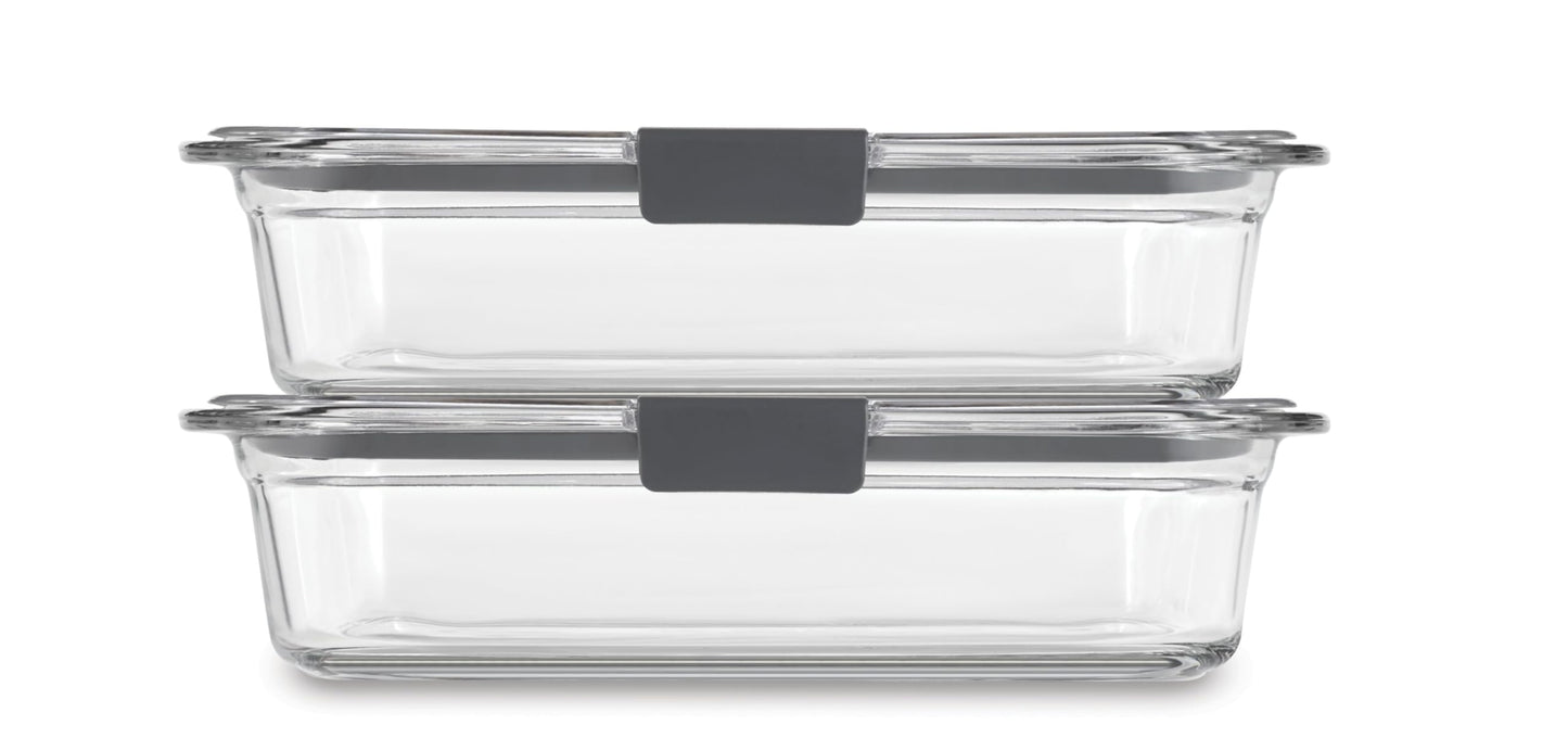 Rubbermaid Brilliance Glass Food Storage Containers, Assorted Sizes, Set of 9, BPA-Free, Leak-Proof, Clear