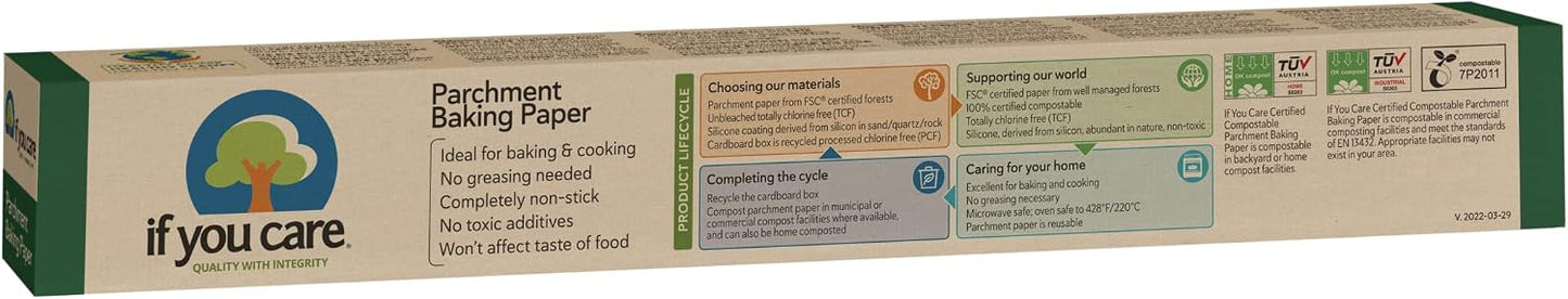 If You Care Parchment Baking Paper, Roll, 70 Sq Ft, Unbleached | Chlorine Free | Greaseproof | Silicone Coated | Pack of 2