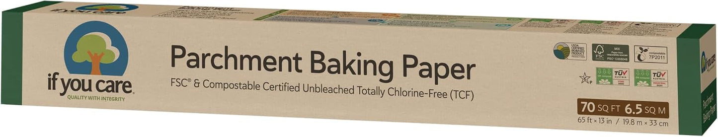If You Care Parchment Baking Paper, Roll, 70 Sq Ft, Unbleached | Chlorine Free | Greaseproof | Silicone Coated | Pack of 2