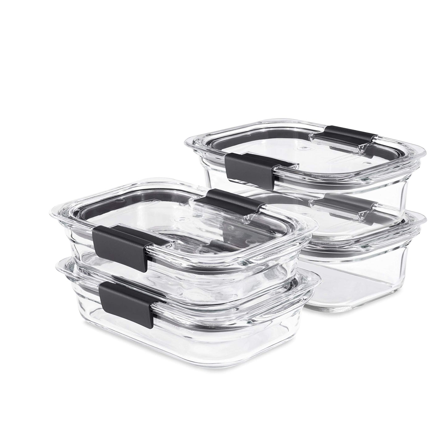 Rubbermaid Brilliance Glass Food Storage Containers, Assorted Sizes, Set of 9, BPA-Free, Leak-Proof, Clear